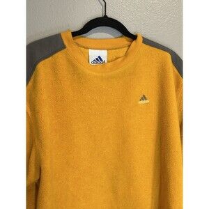 Vintage Adidas Fleece Pullover Sweatshirt Sweater Gold Yellow Large 90s Y2K
